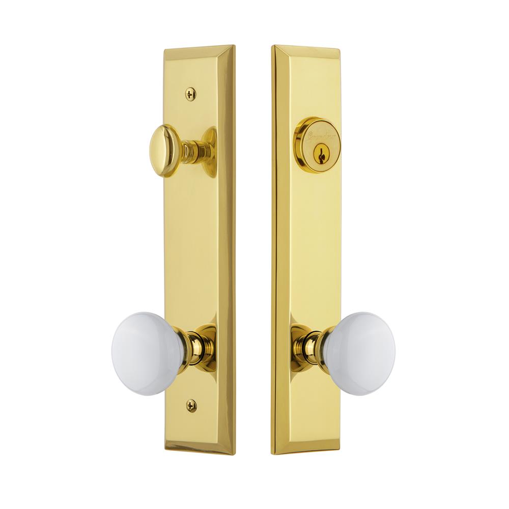 Grandeur by Nostalgic Warehouse FAVHYD Fifth Avenue Tall Plate Complete Entry Set with Hyde Park Knob in Lifetime Brass